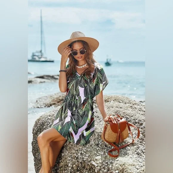 Women's Island Flower Cover Up and Bech Dress - Picture 5 of 6